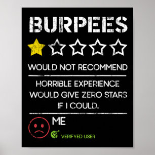 Poster Burpees Não Recomendariam Zero Estrelas Humor de A