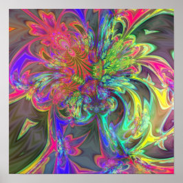 Póster Burst Brilhante de Cores - Salmão e Indigo Deva