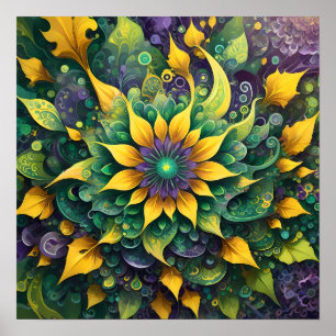 Poster Burst Caleidoscópico - Explosão vívida por Abstrat