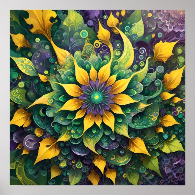 Poster Burst Caleidoscópico - Explosão vívida por Abstrat (Frente)