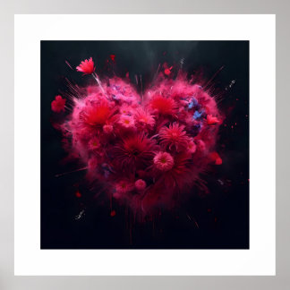 Poster Burst Cardíaco Rosa Vibrante