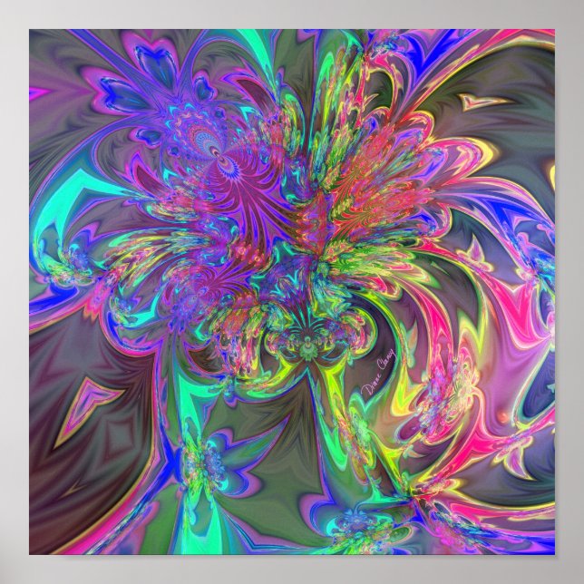 Póster Burst de Cor Brilhante - Teal e Violet Deva (Frente)