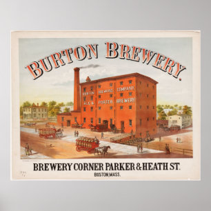 Poster Burton Brewery Boston Massachusetts Anúncio