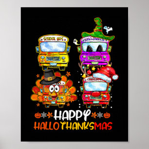 Poster Bus Driver Happy Hallothanksmas Ação de Graças Chr