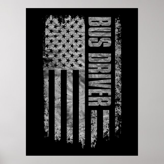 Poster Bus Driver USA Flag Distressed design (Frente)