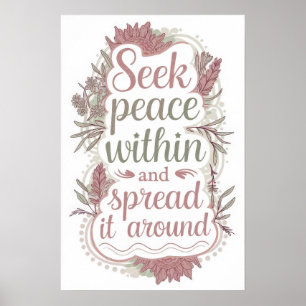 Poster Buscar paz dentro e espalhá-la por Design