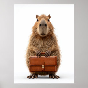 Poster Business Capybara com Briefcase
