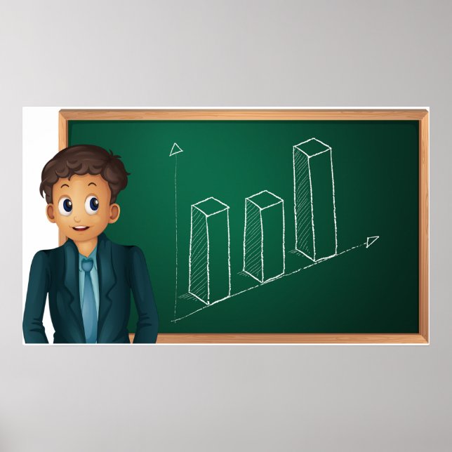 Poster Businessman Presenting Growth Bar Chart (Frente)