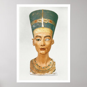Poster Busto da Rainha Nefertiti, vista de frente, do gar