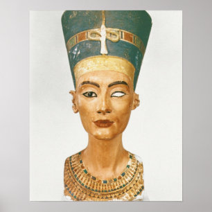 Póster Busto da Rainha Nefertiti, vista de frente, do gar