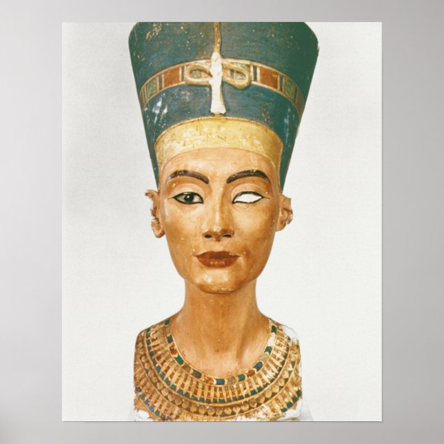 Póster Busto da Rainha Nefertiti, vista de frente, do gar (Frente)