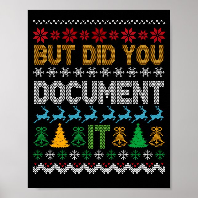 Poster But Did You Doent It Ugly Funny Christmas Sweater  (Frente)