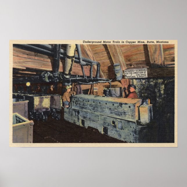 Póster Butte, Montana - Motor subterrâneo (Frente)