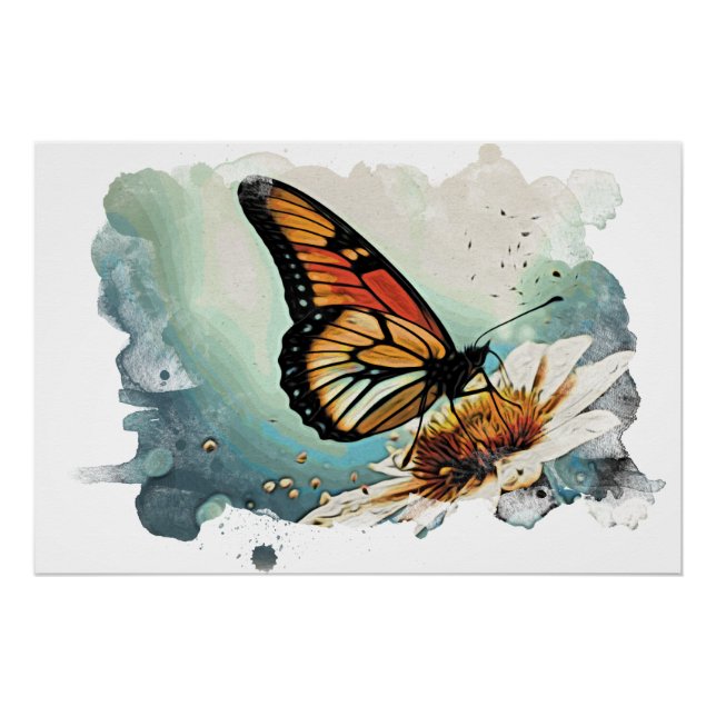 Póster *~* Butterfly Artística Flower Gift AP52 (Frente)