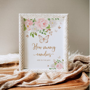 Poster Butterfly floral adivinha quantas doces