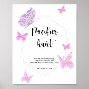 Poster Butterfly pacifier hunt baby shower game