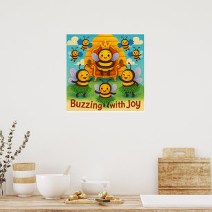 Poster Buzzing with Joy - Celebração do Reino das Abelhas