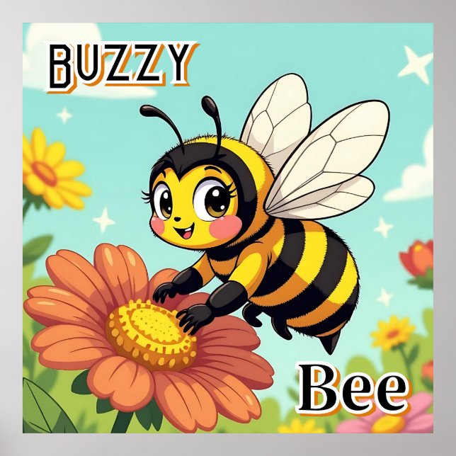 Poster Buzzy Bee | Arte de Enfermeiro de Crianças Bonitas (Frente)
