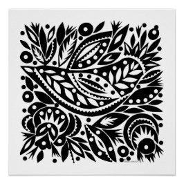 Póster BW Bird Art Cutouts Poster - Imagem Positiva