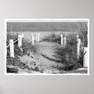 Poster BW duna da caminhada da praia de Fort Pierce,