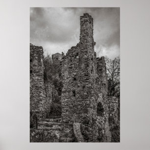 Poster BW Mystras Ruins, Peloponeso, Grécia