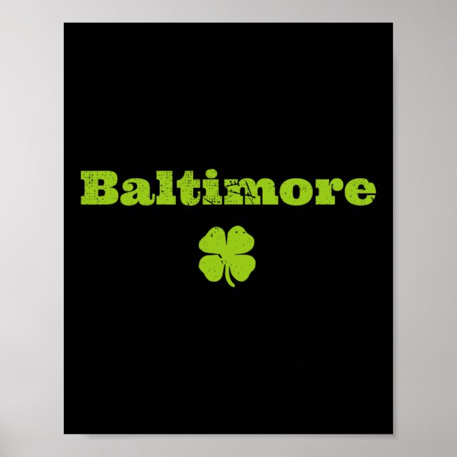 Poster Byltimore Md Irish Pride Shamrock Dia de São Patrí (Frente)