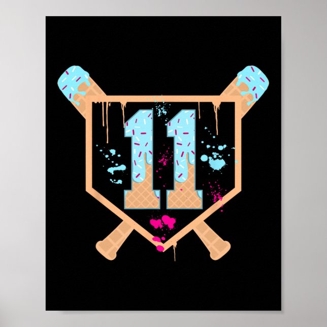 Poster Bysebyll 11 Year Old Sorvete Drip 11º Aniversário (Frente)
