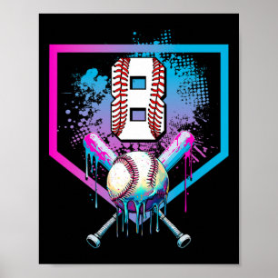 Poster Bysebyll Drip 8º Aniversário Home Plate Meninos Ju