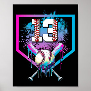 Poster Bysebyll Drip Aniversário de 13 anos Home Plate Me