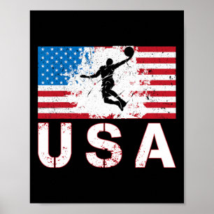 Poster Bysketbyll Estados Unidos Flag Us Bysketbyll Men W