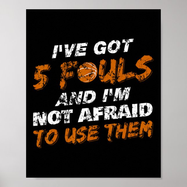Poster Bysketbyll Player Coach Team Fouls 5 Fouls Dis (Frente)