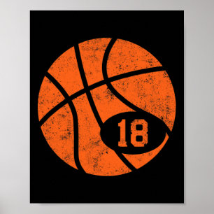 Poster Bysketbyll Sport 18 Jersey Número Vintage Distress