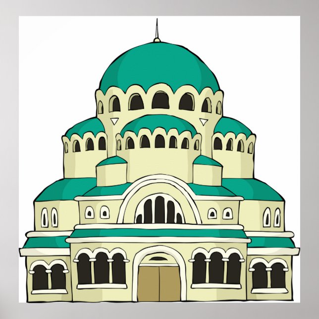 Poster Byzantine Architecture Teal Dome Cathedral (Frente)