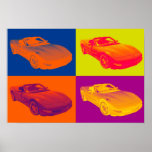 Póster C5 Corvette Convertible Car Pop Art<br><div class="desc">Colorida imagem de pop de arte do Muscle car Corvette convertível C5.</div>