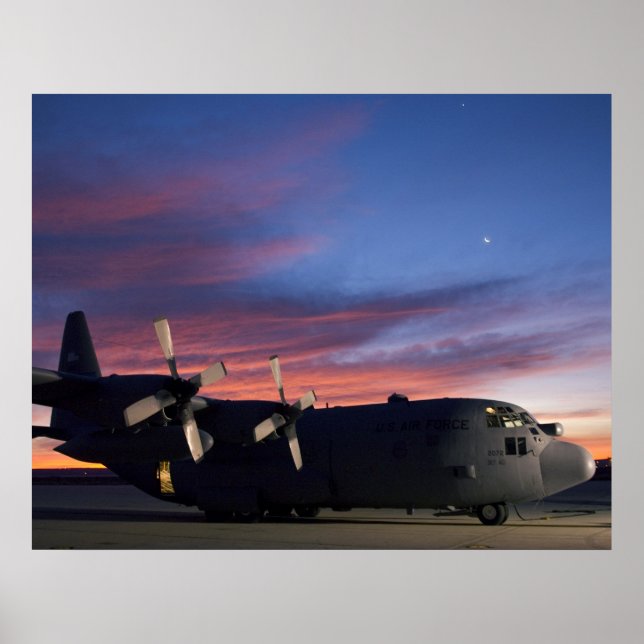 Póster C-130 Hércules Sunset (Frente)