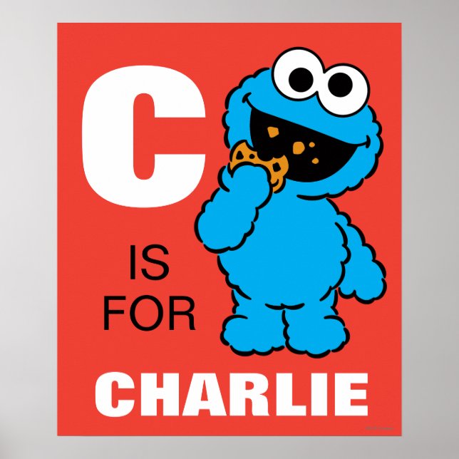Póster C é de Cookie Monster | Adicione seu nome (Frente)