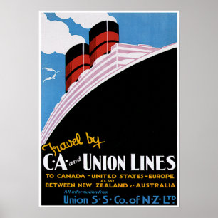 Poster CA & linhas da união - propaganda do navio do