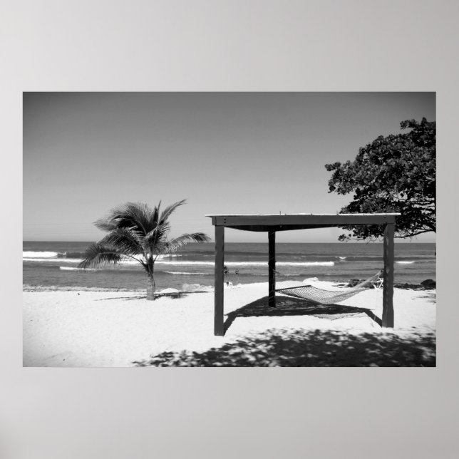 Póster Cabana by the Beach - Labedee Haiti 2012 BW 3534 (Frente)
