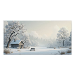 Póster Cabana de Inverno Silenciosa – Pacata Aldeia Nevad