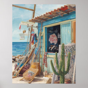 Poster Cabana de peixes em Bonaire esgotada