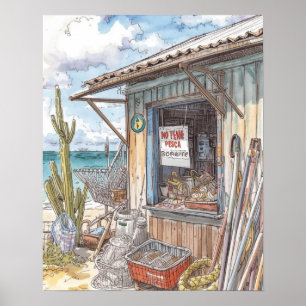 Poster Cabana de peixes em Bonaire esgotada