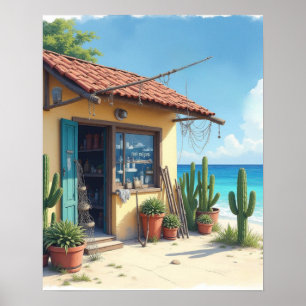 Poster Cabana de peixes em Bonaire esgotada