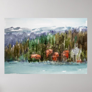 Poster Cabanas Carnelian Bay Lake Tahoe Aquarela