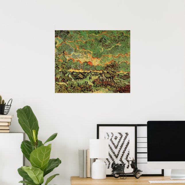 Póster Cabanas Ciprestes de Van Gogh Lembrança do Norte (Escritório em casa)