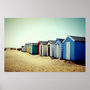 Póster Cabanas coloridas da praia em The Sun