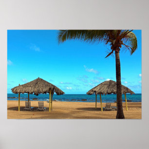Póster Cabanas de Tiki na praia