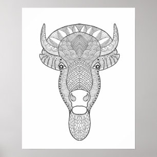 Póster Cabeça 2 de Bull do estilo