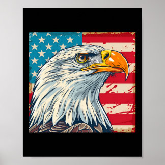 Poster Cabeça de Águia Bandeira dos EUA Bandeira dos EUA 