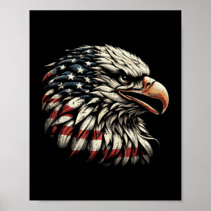 Poster Cabeça de Águia Careca Bandeira Americana EUA Home