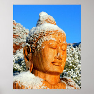 Poster Cabeça de Buddha na neve
